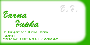 barna hupka business card